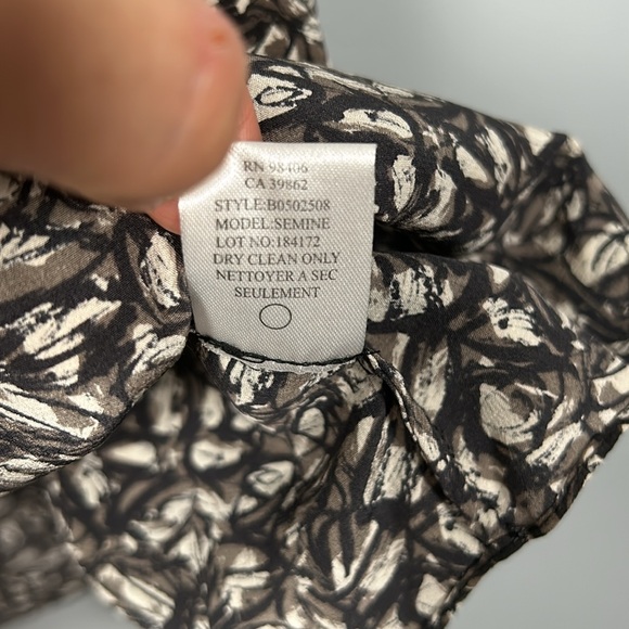 Theory Women’s Silk Abstract Semine Shirt Button Down Black Gray Small - Picture 8 of 13